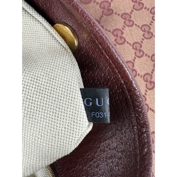 Gucci Horsebit Burgundy Canvas Drawstring Shoulder Bag Canvas - Picture 15 of 16